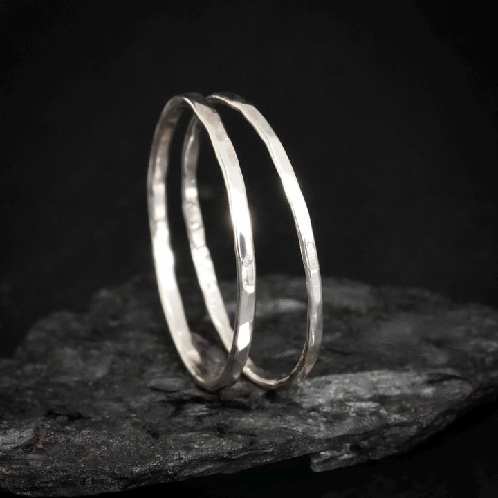 1.1mm Extra Slim Hammered Ring. Organic Rustic Hammered Textured Unique Slim Skinny Yellow Rose White Gold Silver Wedding Band Ring