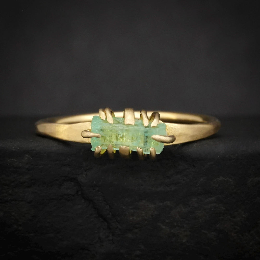 RTS Emerald Ring. US Size 6 US. Rustic Organic Alternative Unique Prong Set Raw Rough Uncut Natural Emerald Crystal Crystal Engagement Ring
