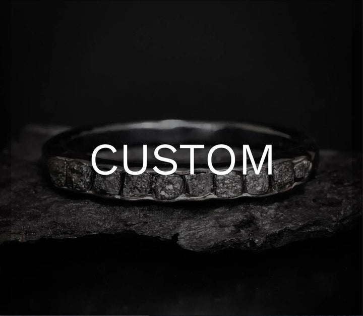 Custom. Raw Black Diamond Wedding Band.