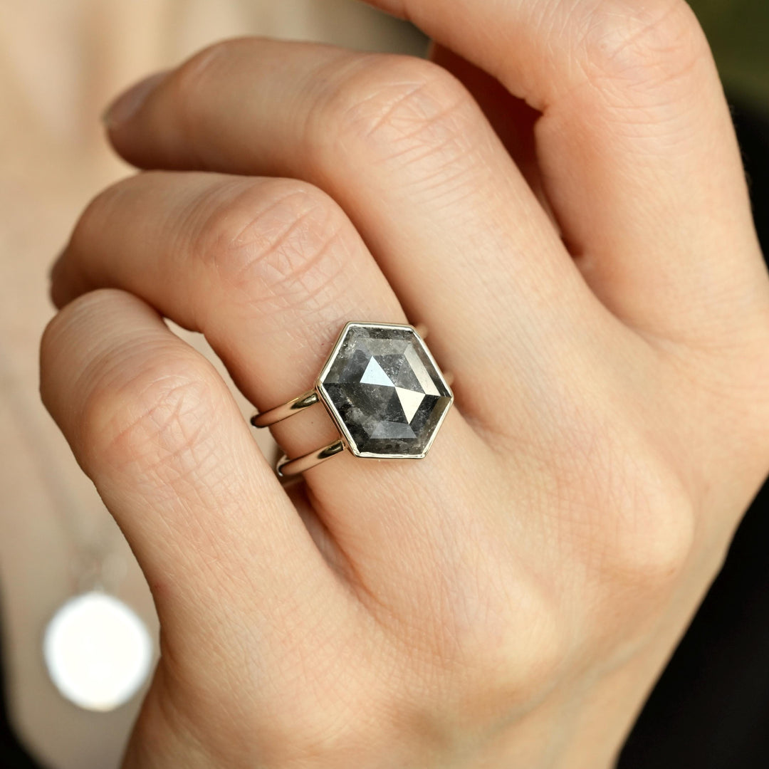 Hexagon Diamond Ring