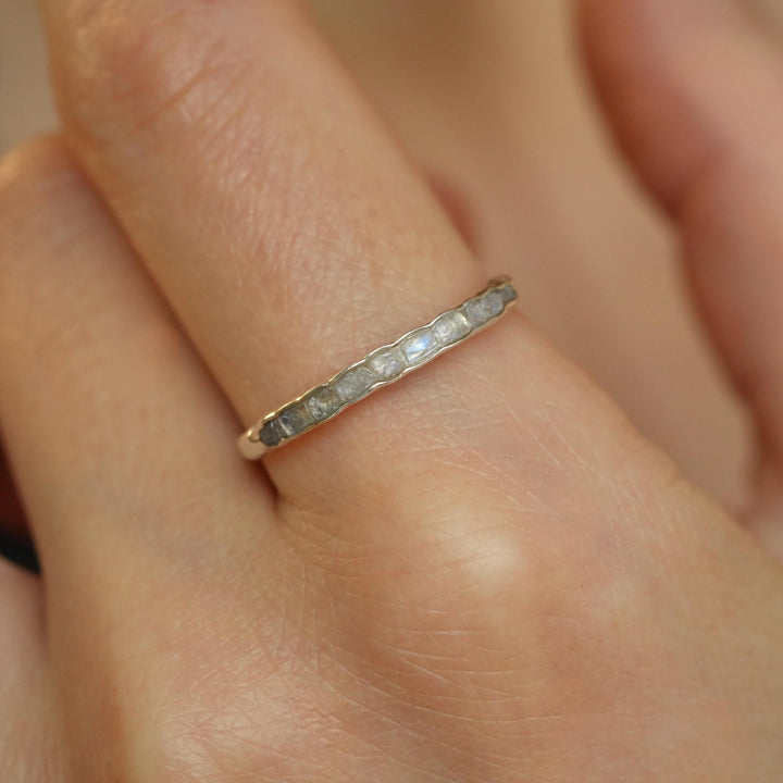 Rainbow Moonstone Ring: RTS Raw Rough Uncut Natural Untreated Rainbow Moonstone Stackable Wedding Band Ring in US size 5.25-9.5