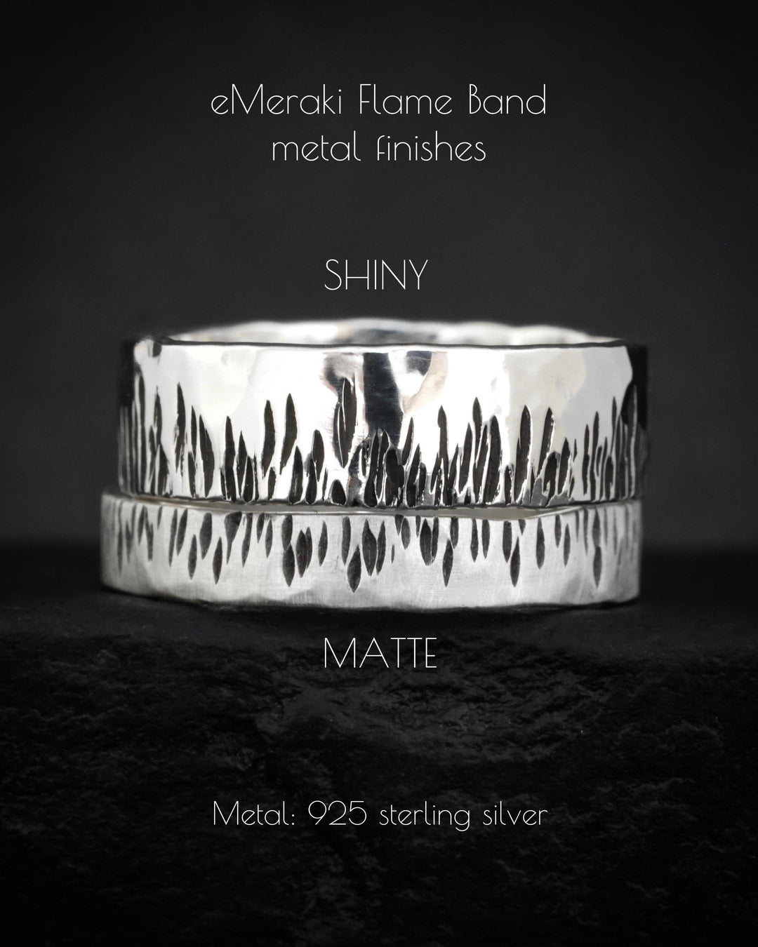 Textured Rustic Slim Flame Band