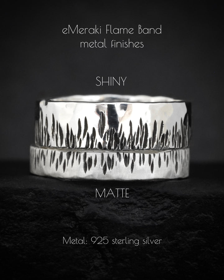 Textured Rustic Slim Flame Band