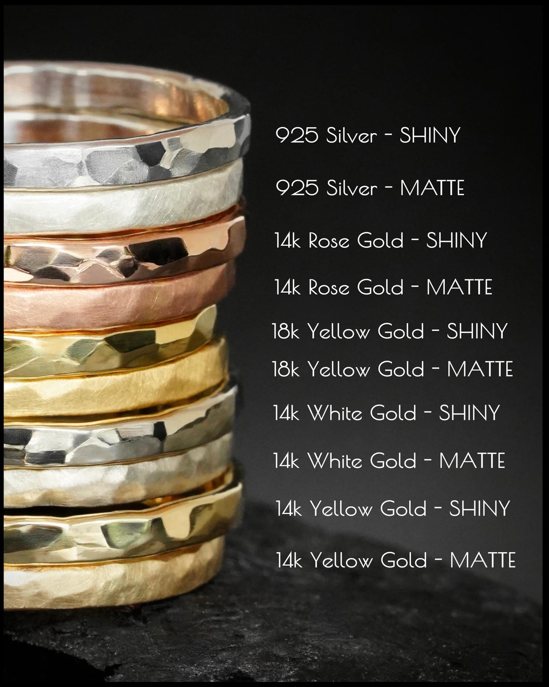 Striped Wide Hammered Band Ring