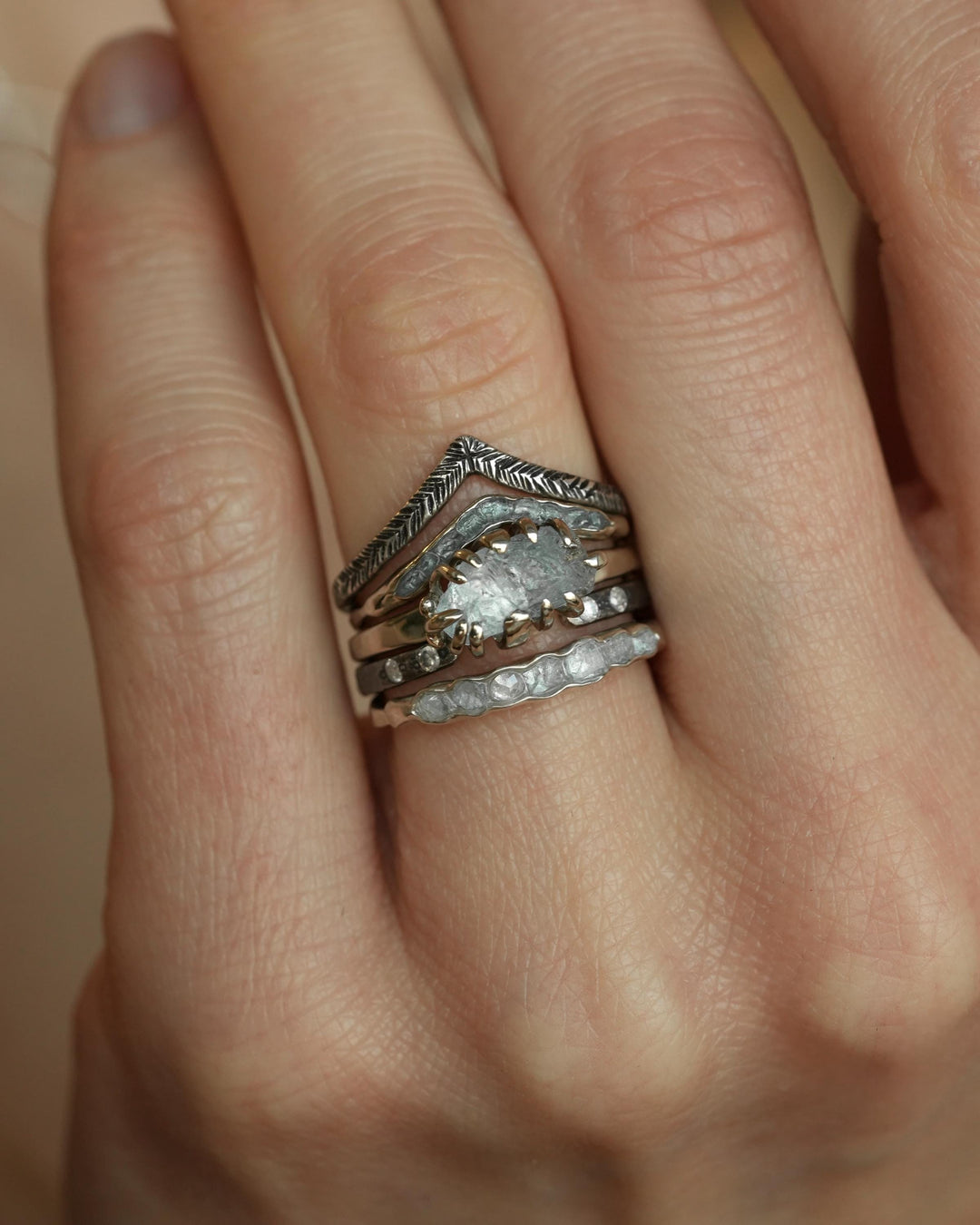 Feather Textured Wave Ring