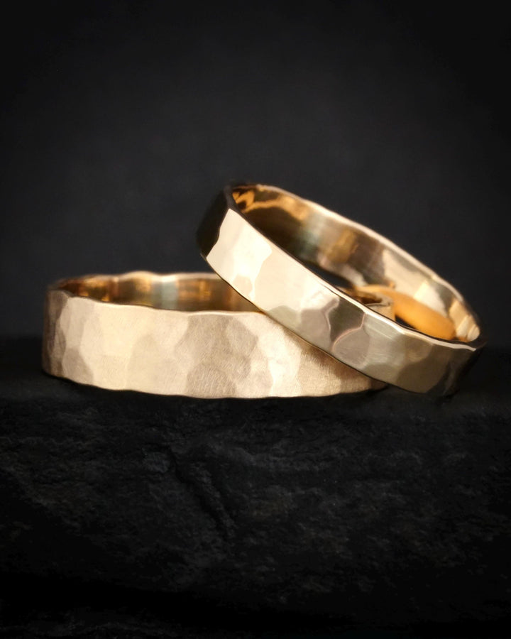 5mm Hammered Gold Band Ring