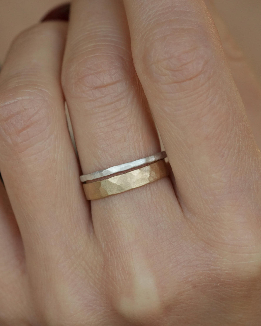 5mm Hammered Gold Band Ring