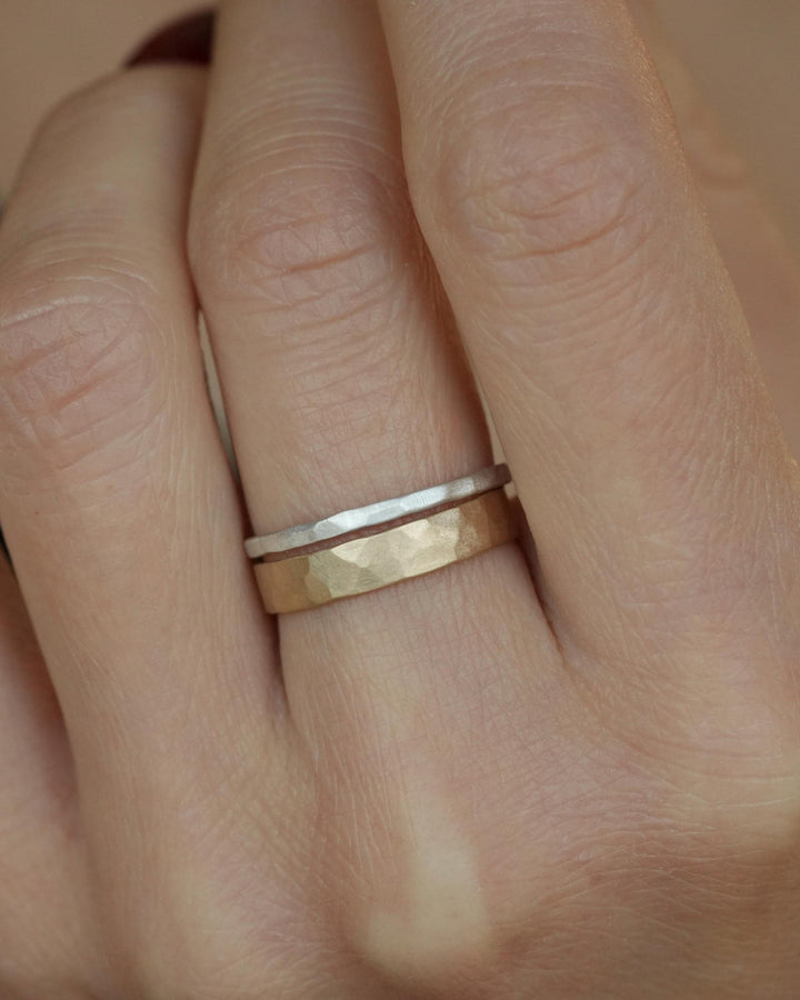 5mm Hammered Gold Band Ring
