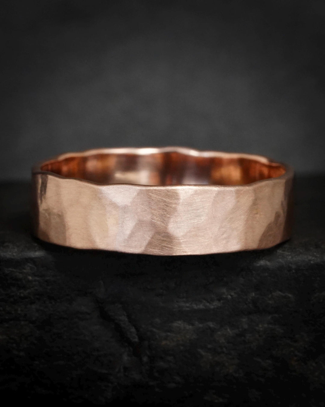 5mm Hammered Gold Band Ring