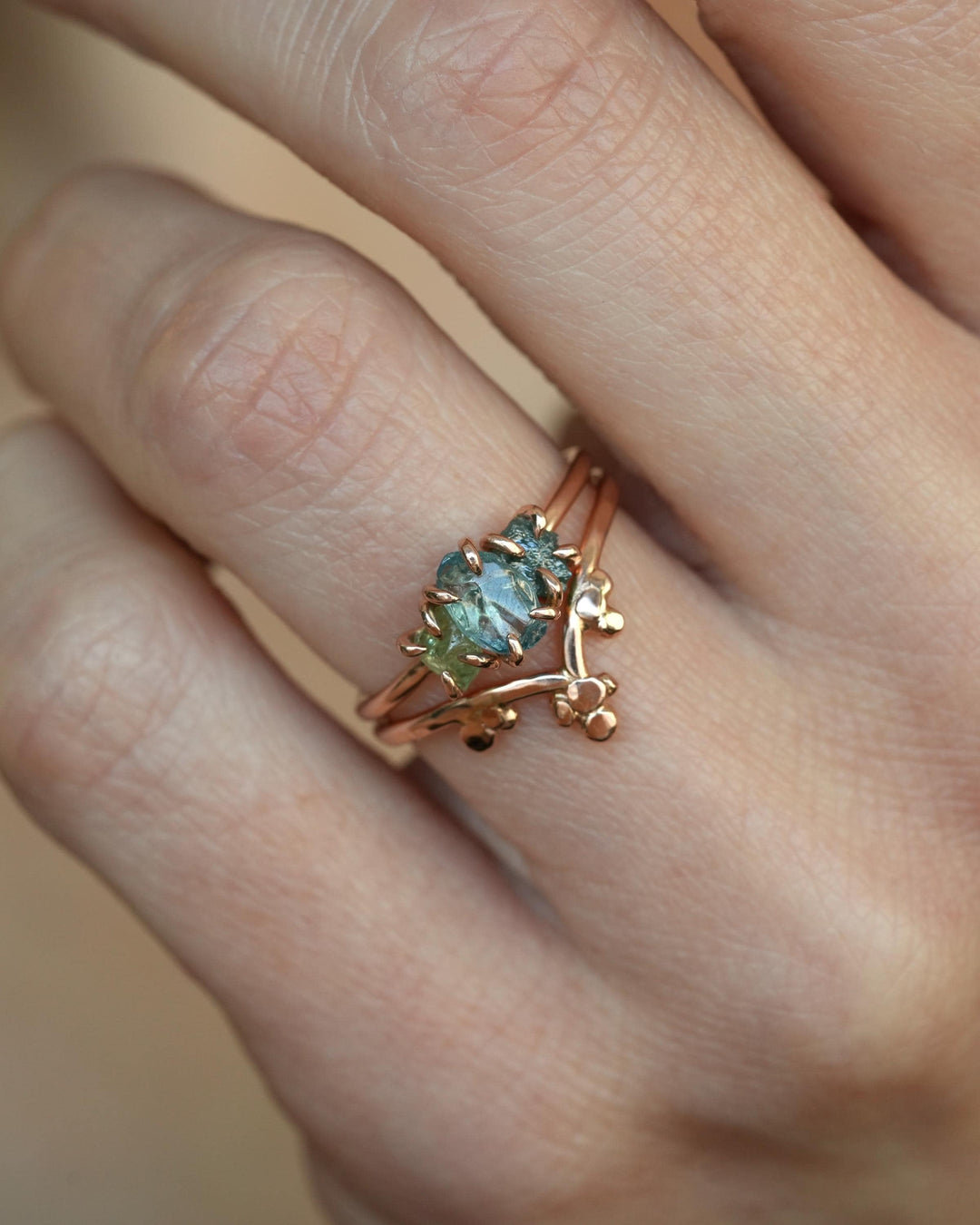 Hammered Gold Bubble Wave Ring