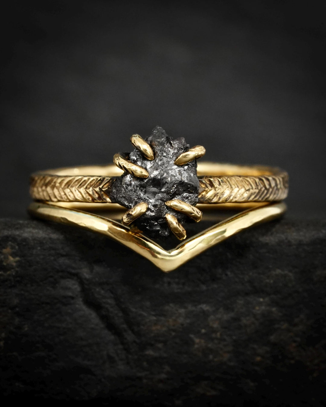 Hammered Rustic Gold Wave Ring