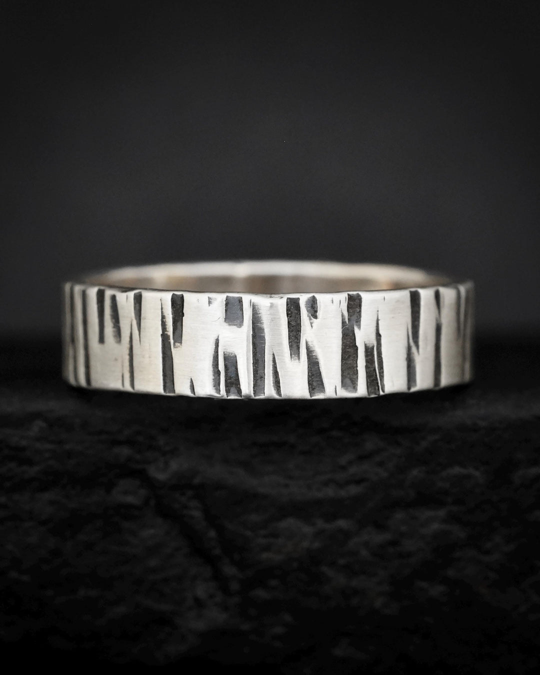 Striped Wide Hammered Band Ring