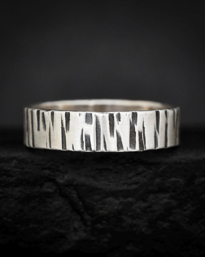 Striped Wide Hammered Band Ring