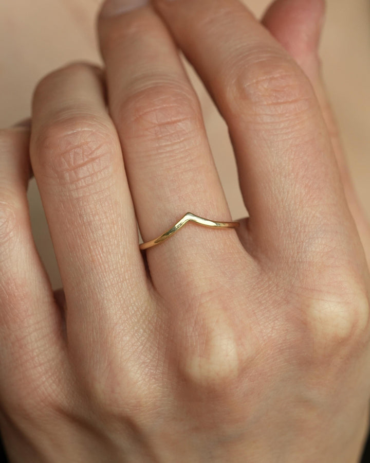Hammered Rustic Gold Wave Ring