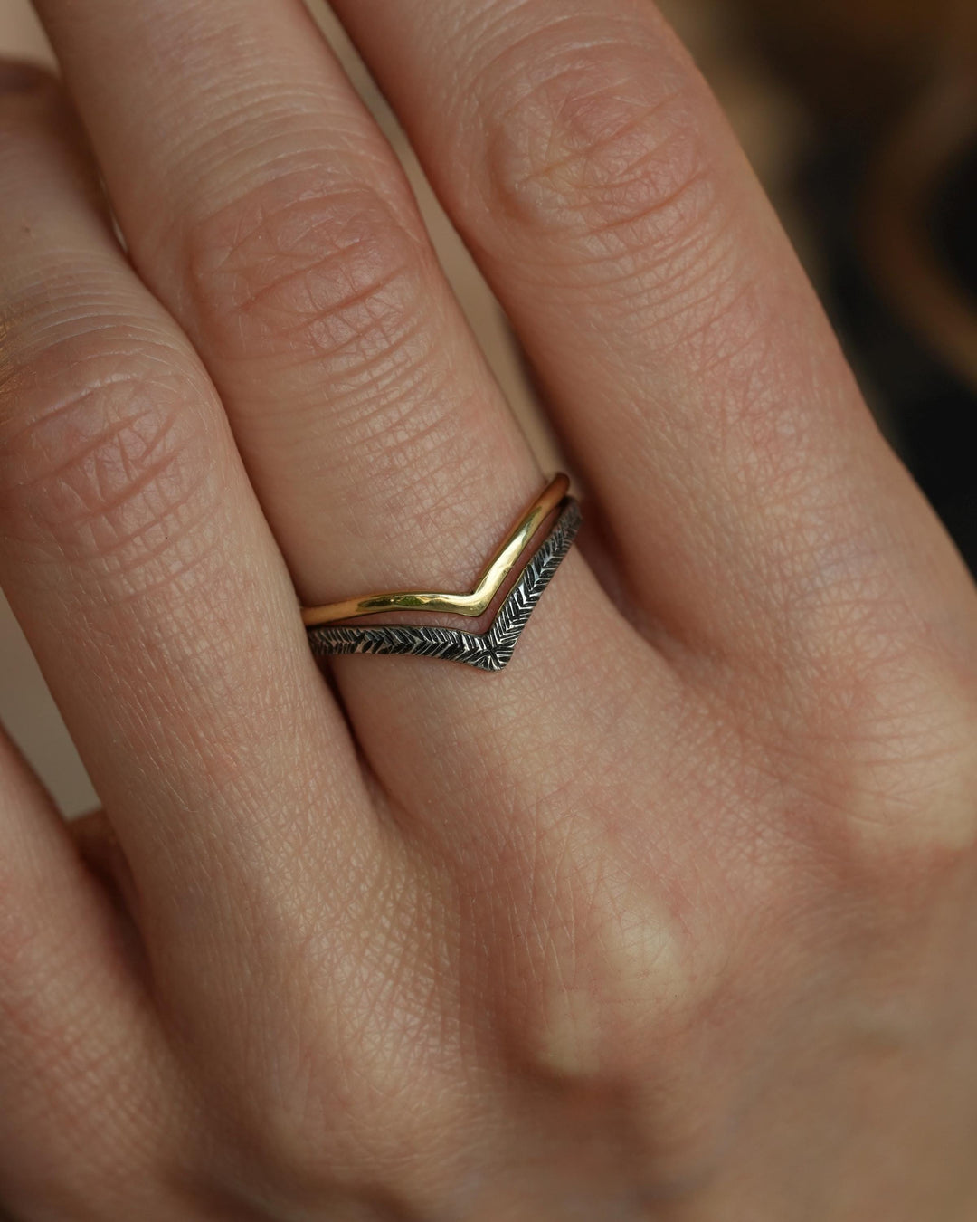 Hammered Rustic Gold Wave Ring