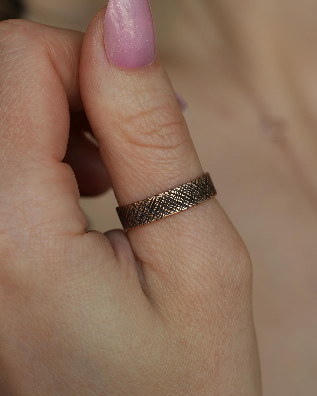 Patterned Wedding Band Ring