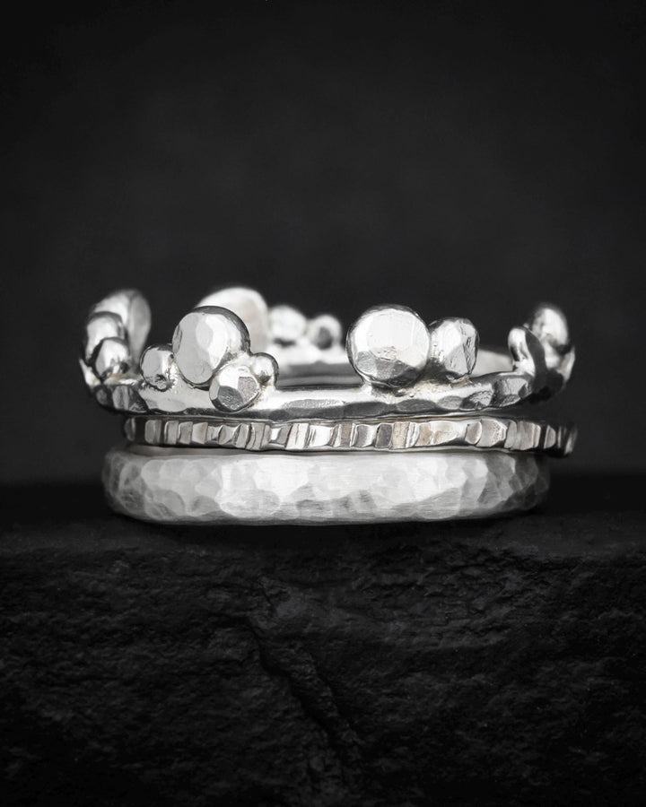 Rustic Silver Stacking Ring Set