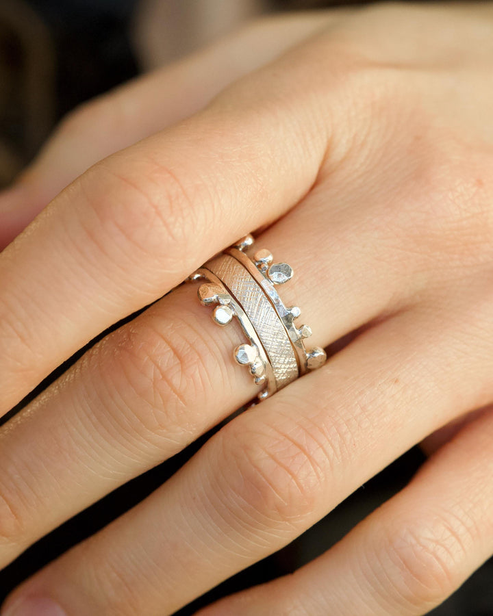 Silver Textured Stacking Ring Set