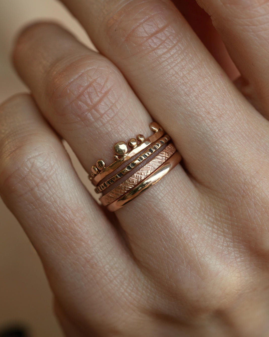 Solid Rose Gold Ring Stack