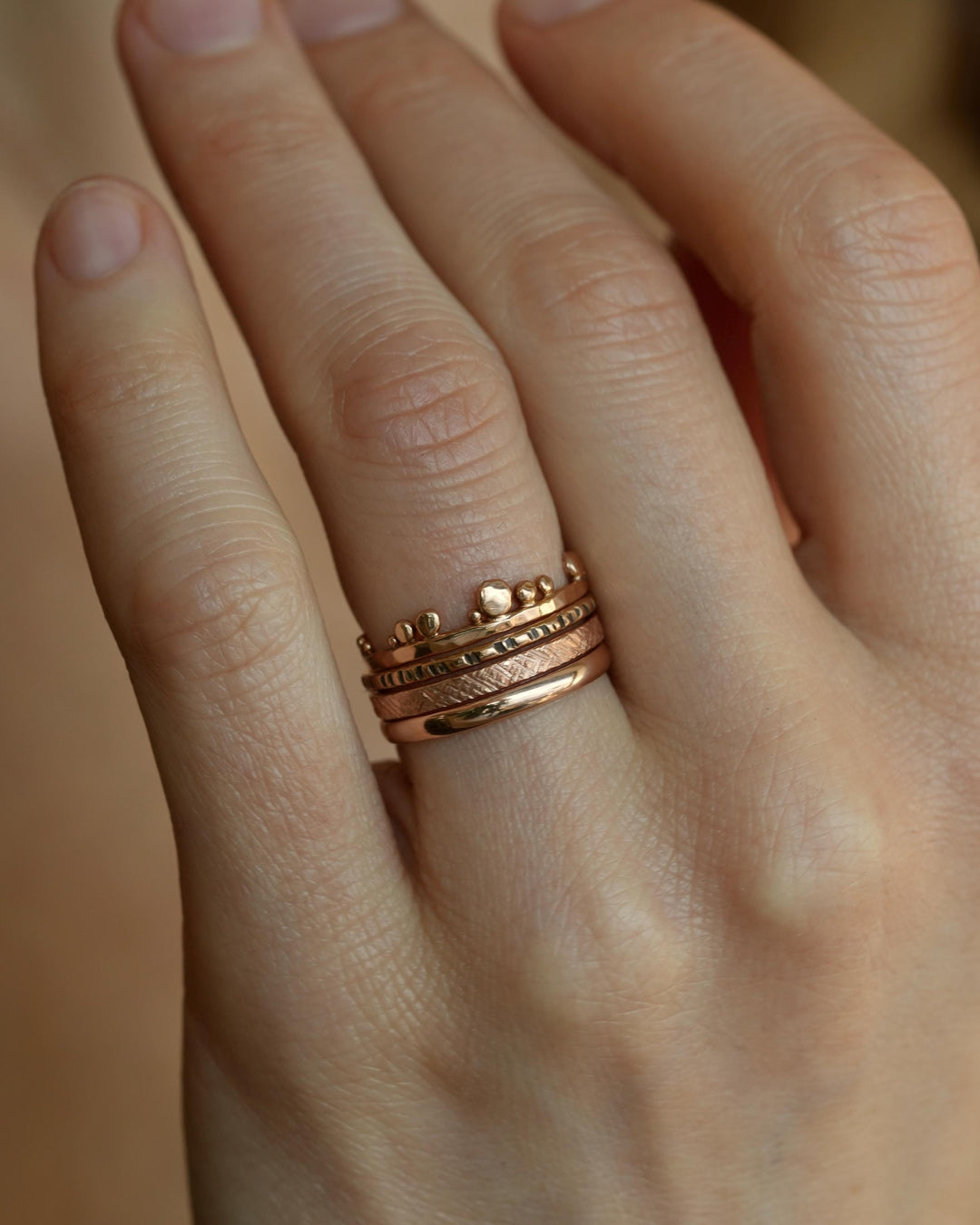 Solid Rose Gold Ring Stack