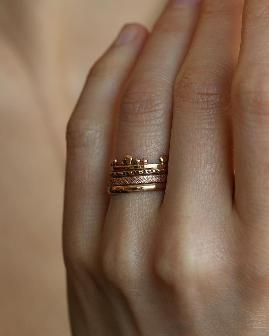 Solid Rose Gold Ring Stack