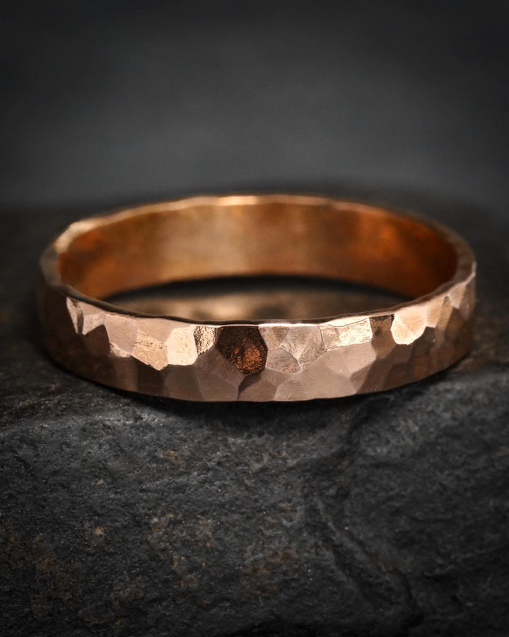 3mm Hammered Gold Band Ring
