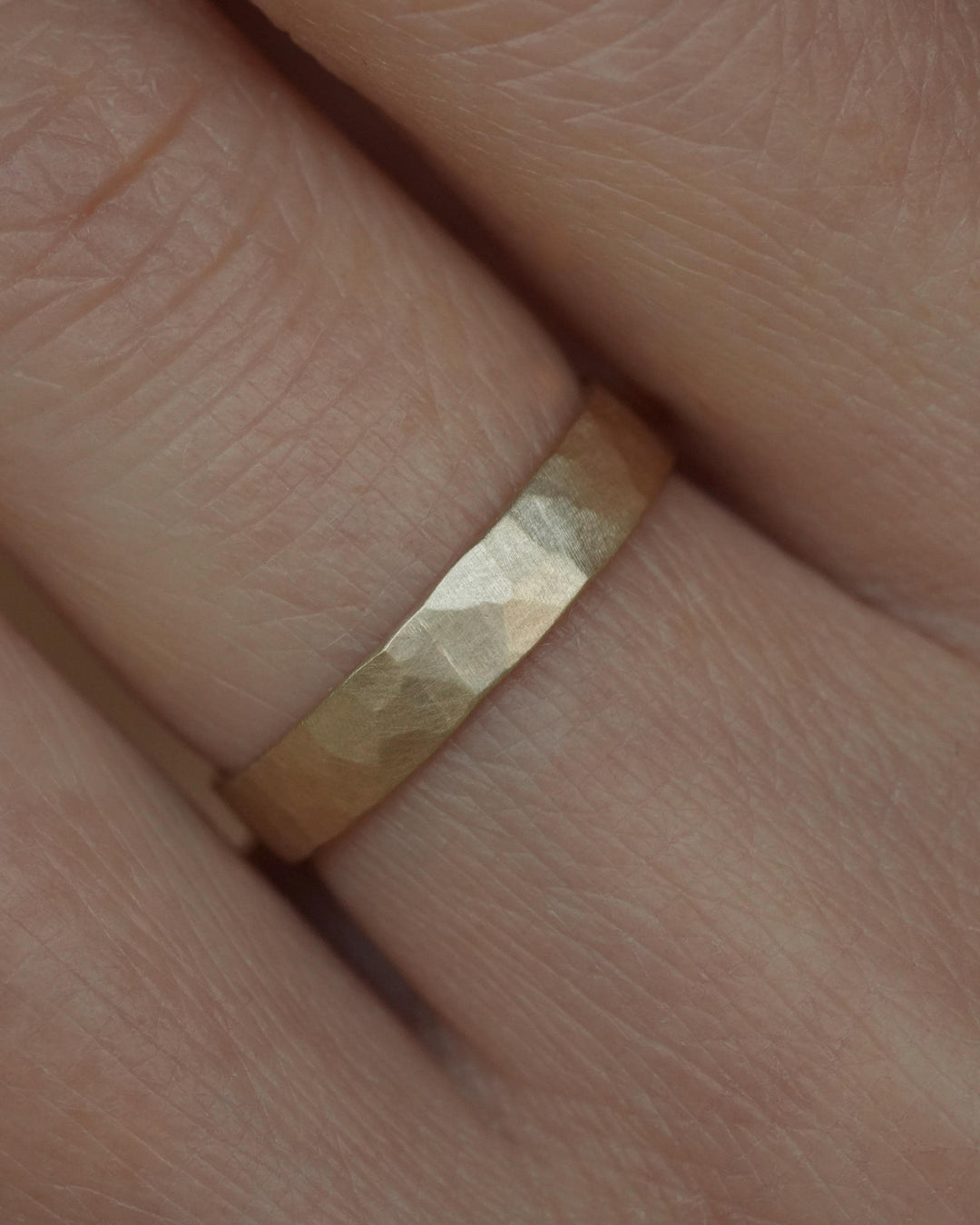 3mm Hammered Gold Band Ring