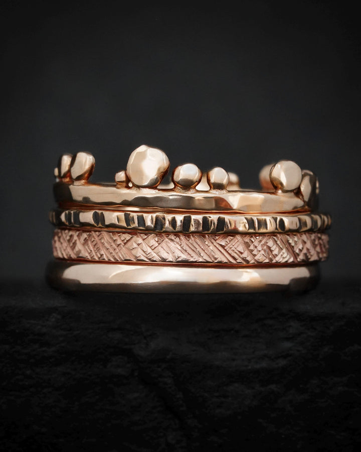 Solid Rose Gold Ring Stack