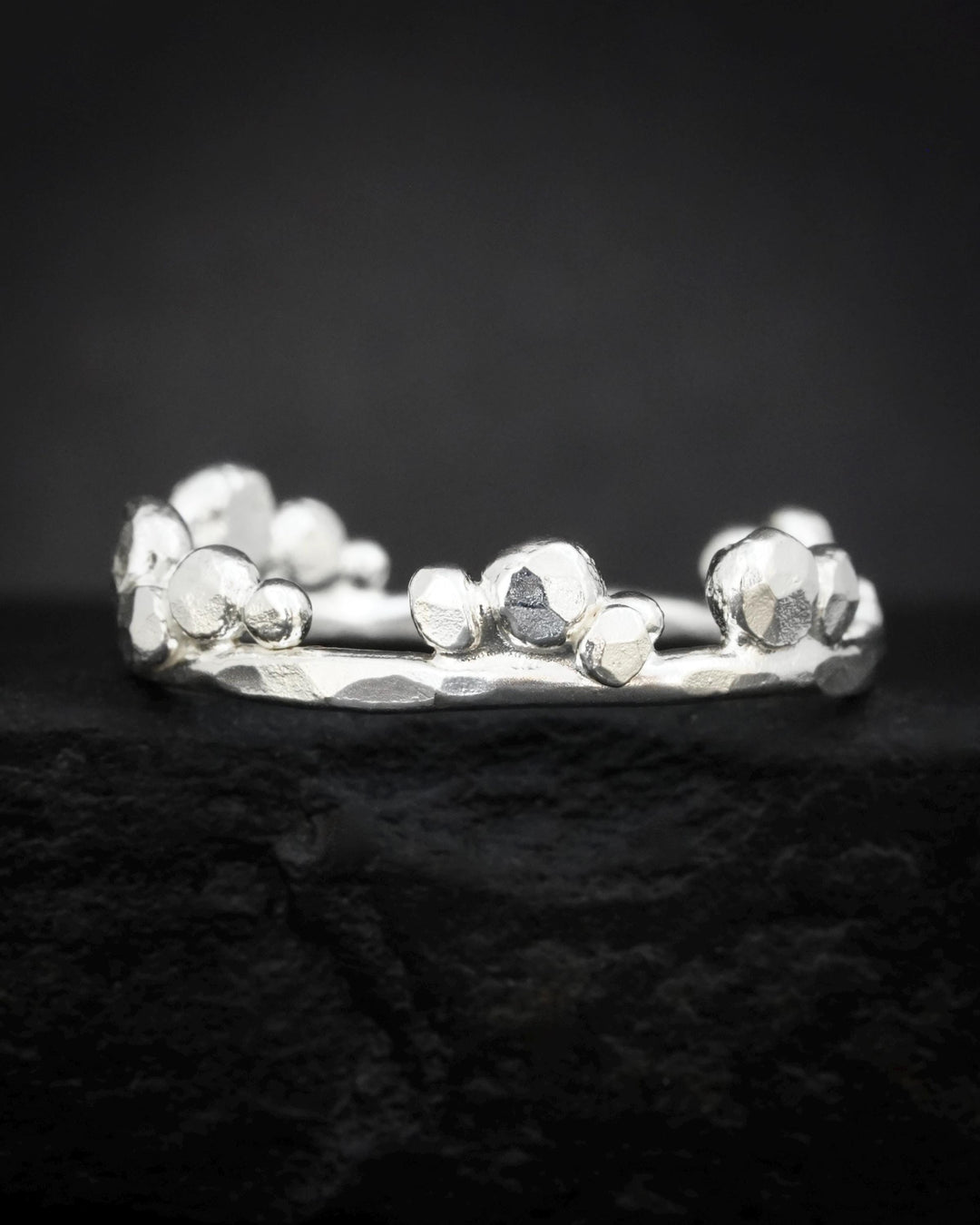 Hammered Crystal Bubble Band Ring