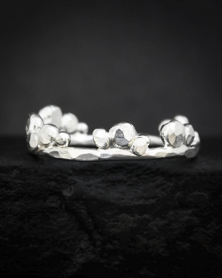 Hammered Crystal Bubble Band Ring