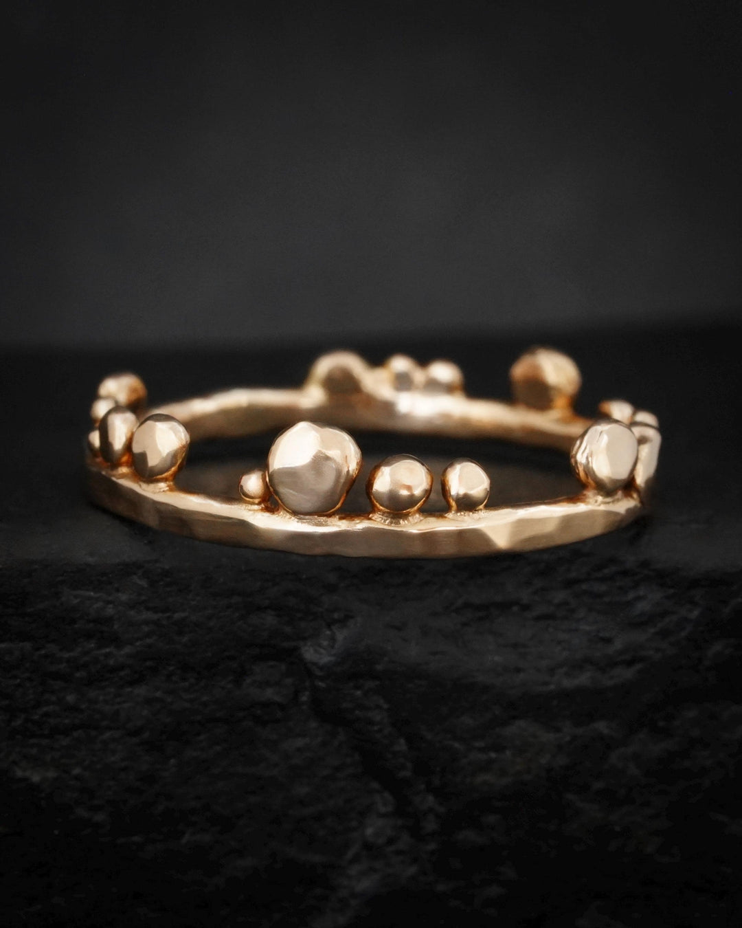 Hammered Crystal Bubble Band Ring