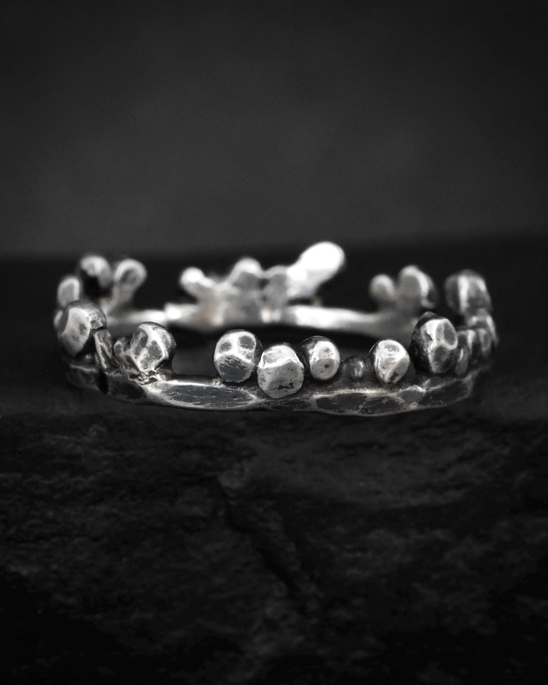 Hammered Crystal Bubble Band Ring
