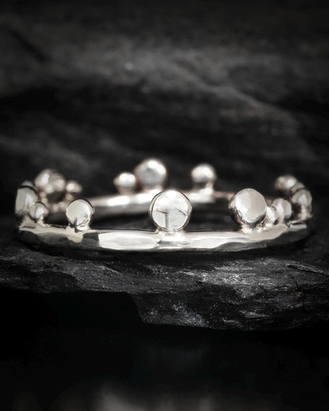 Hammered Crystal Bubble Band Ring