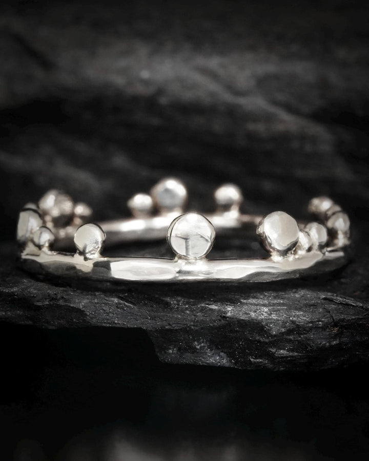 Hammered Crystal Bubble Band Ring