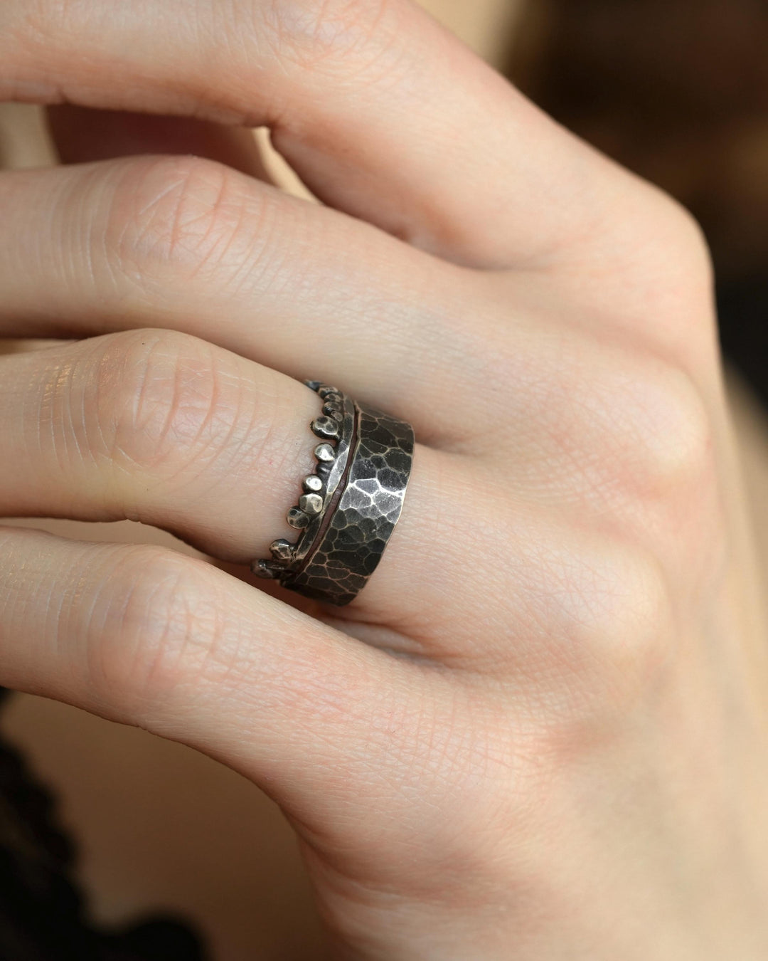 Black Silver Statement Band Ring