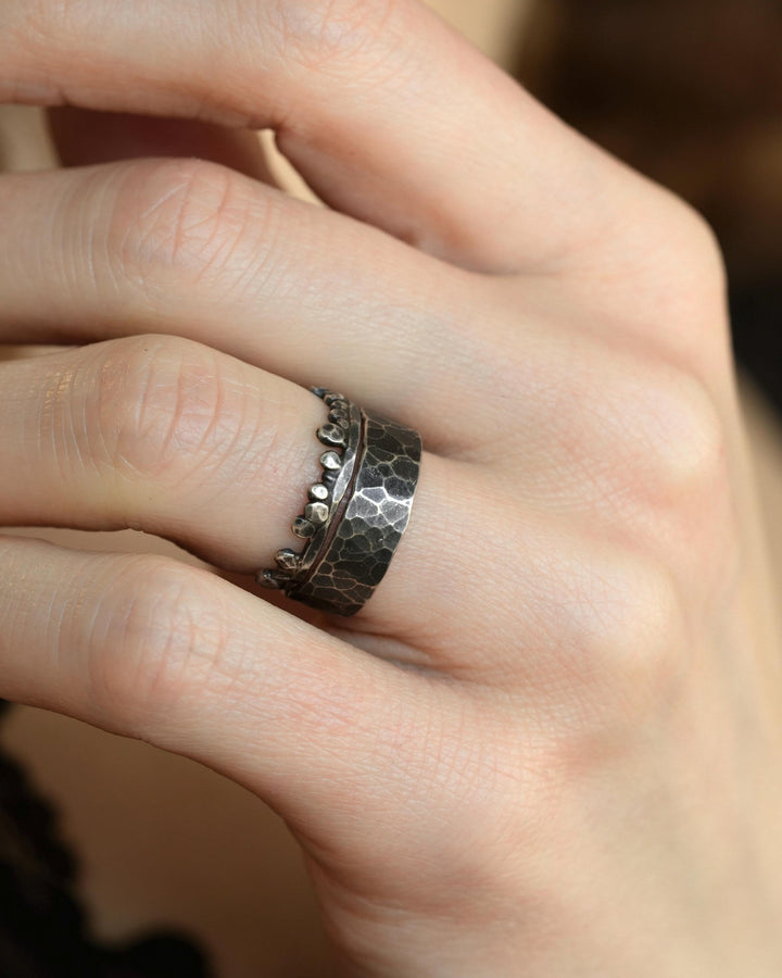 Black Silver Statement Band Ring