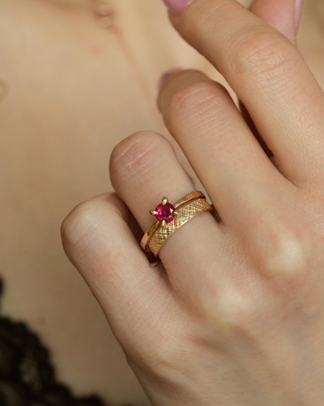 Criss-Cross Textured Band Rings