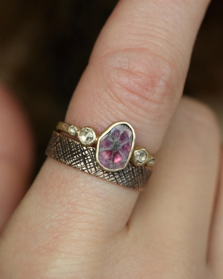Criss-Cross Textured Band Rings