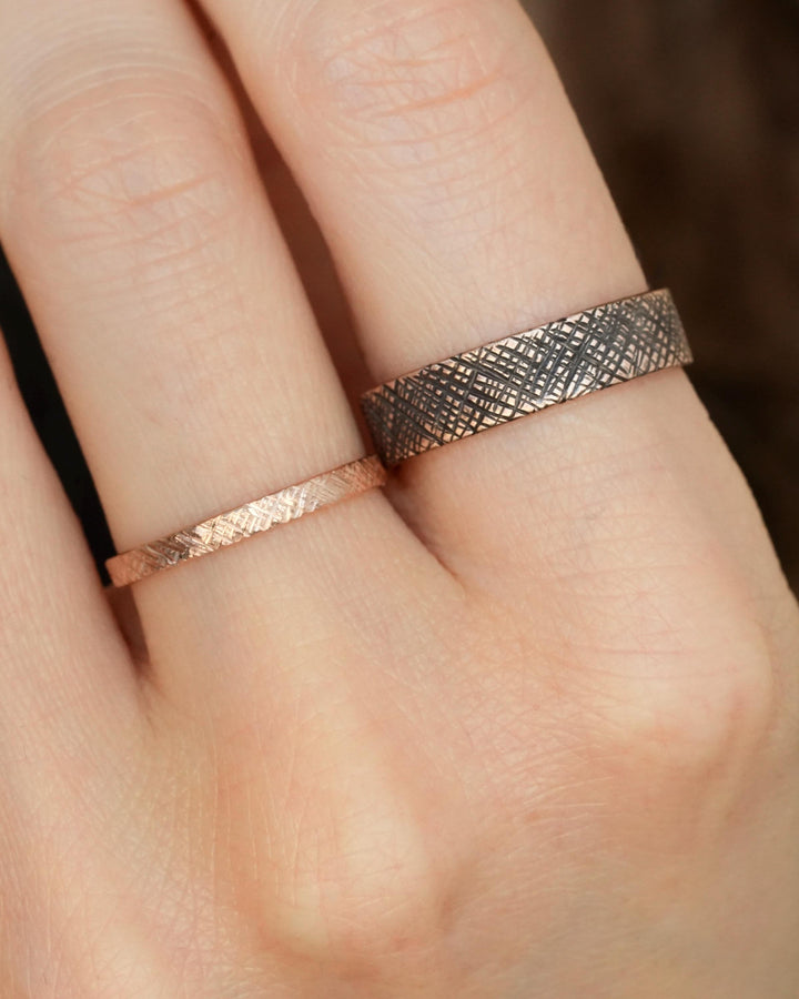 Criss-Cross Textured Band Rings