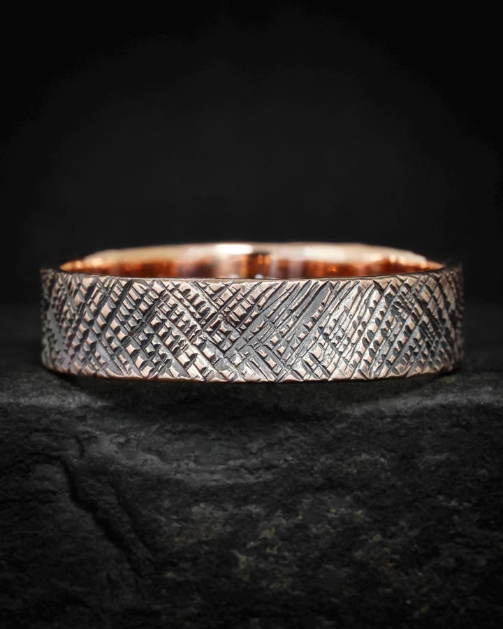 Criss-Cross Textured Band Rings