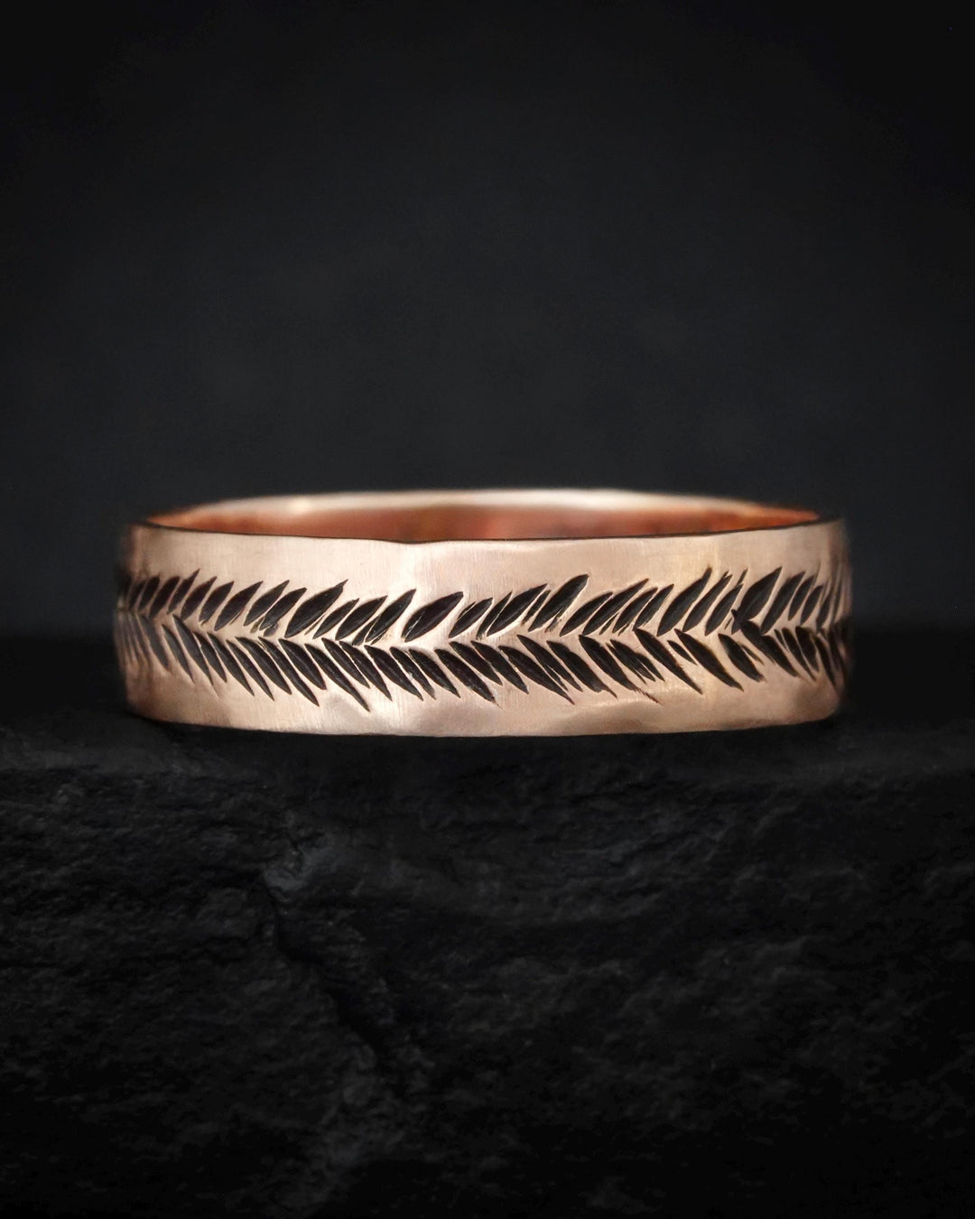 Rose Gold Feather Ring Set
