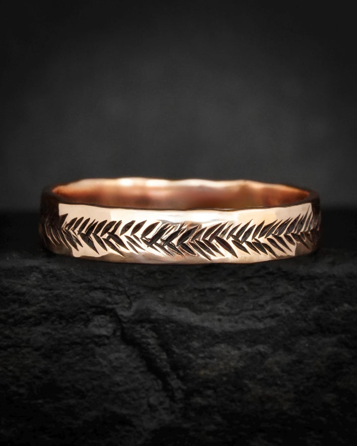 Rose Gold Feather Ring Set