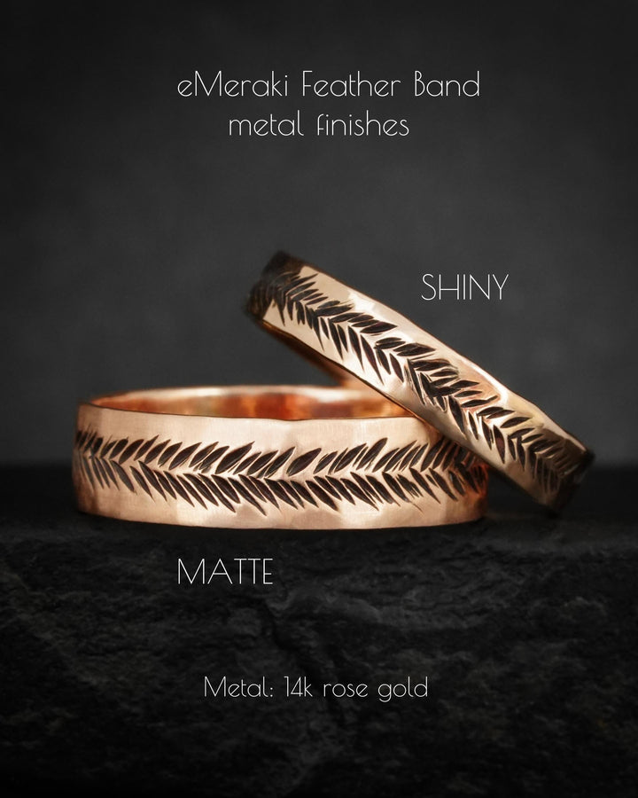 Rose Gold Feather Ring Set
