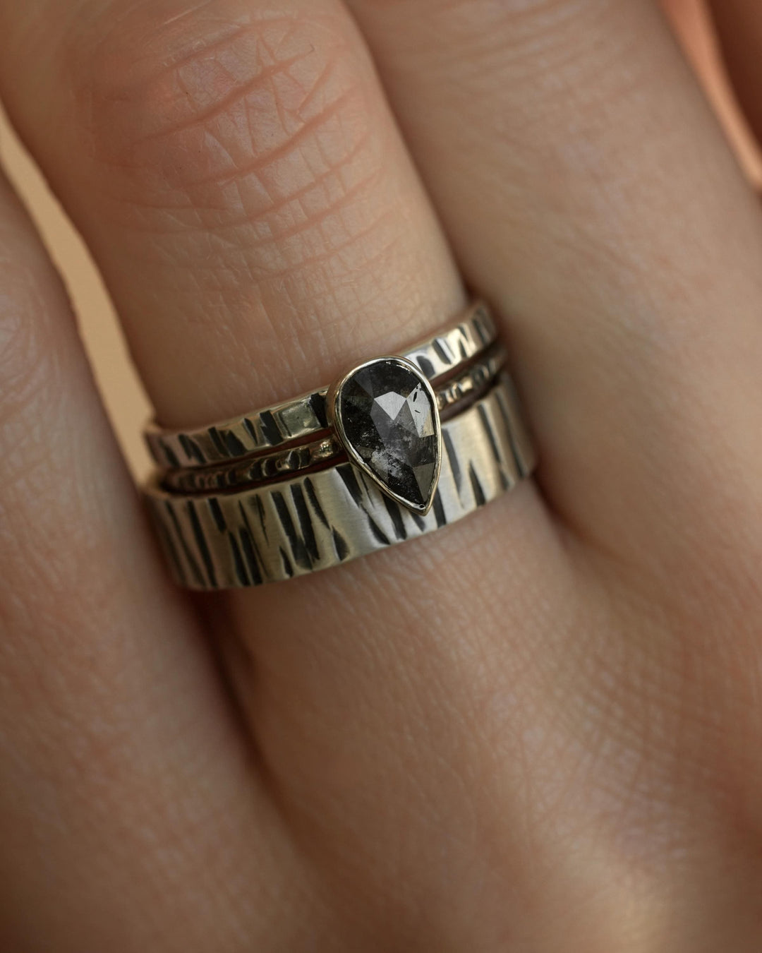 Hammered Birch Tree Band Ring