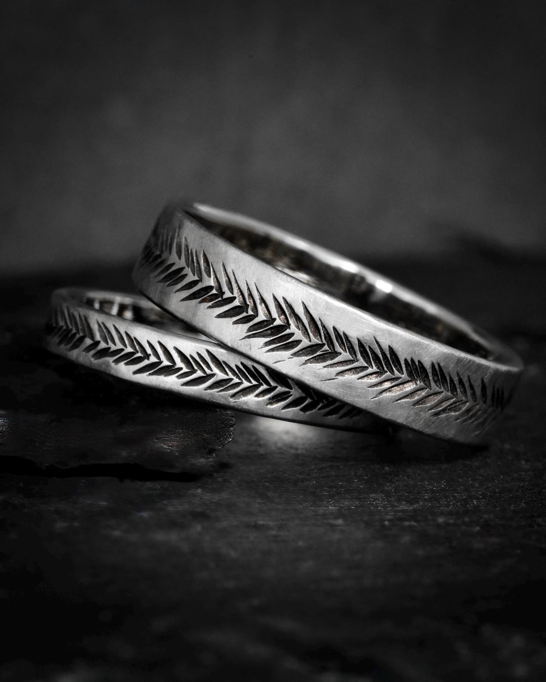 White Gold Feather Band Rings