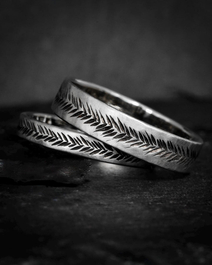 White Gold Feather Band Rings