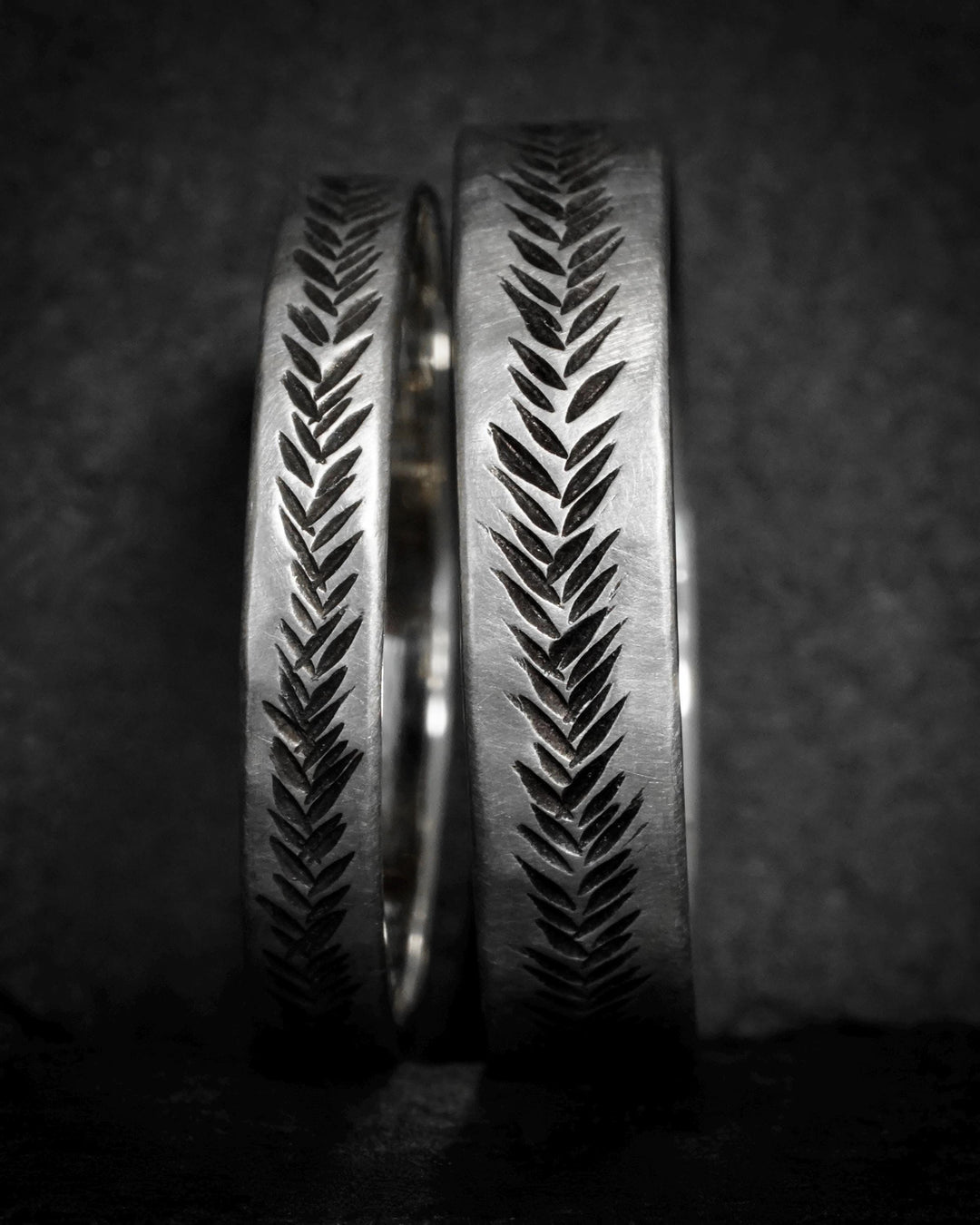 White Gold Feather Band Rings
