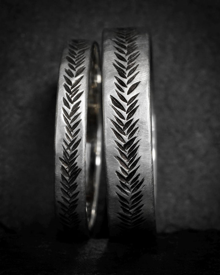 White Gold Feather Band Rings