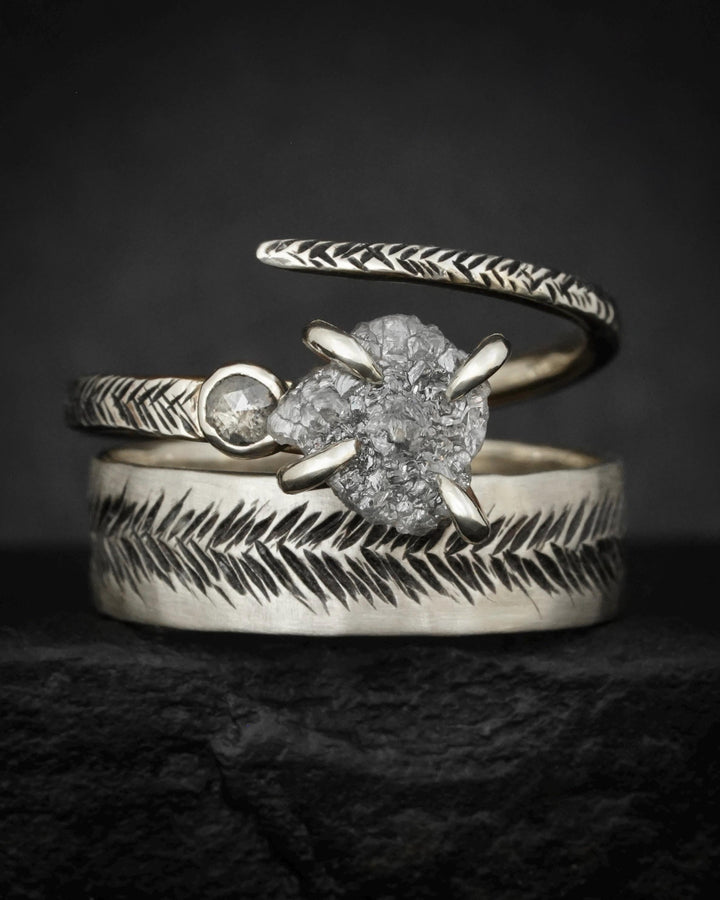 White Gold Feather Band Rings