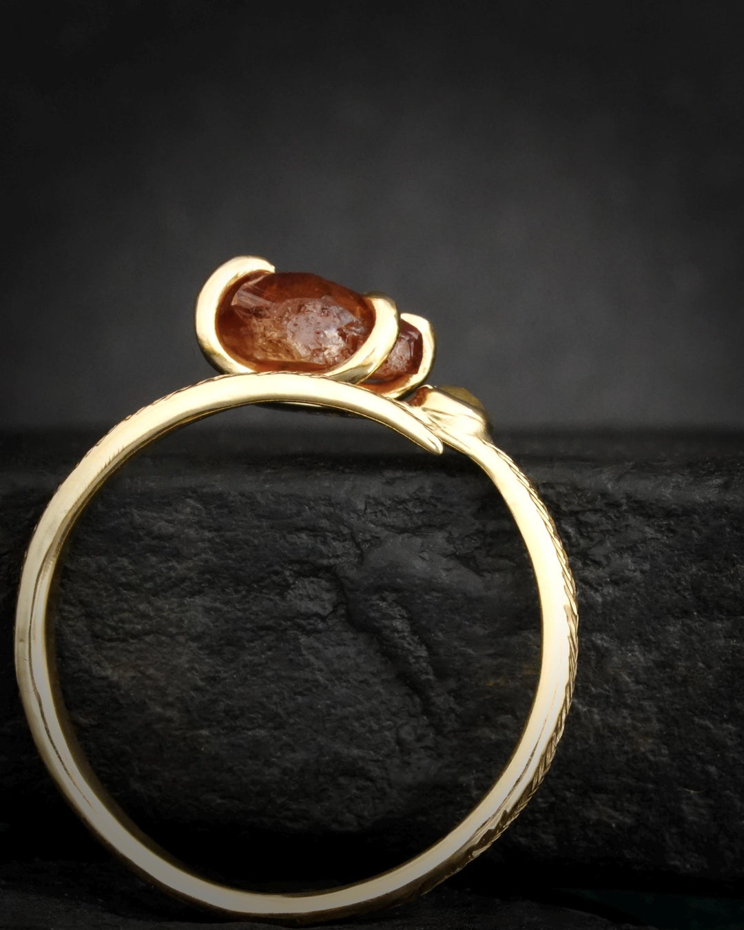 Raw Orange Garnet Ring